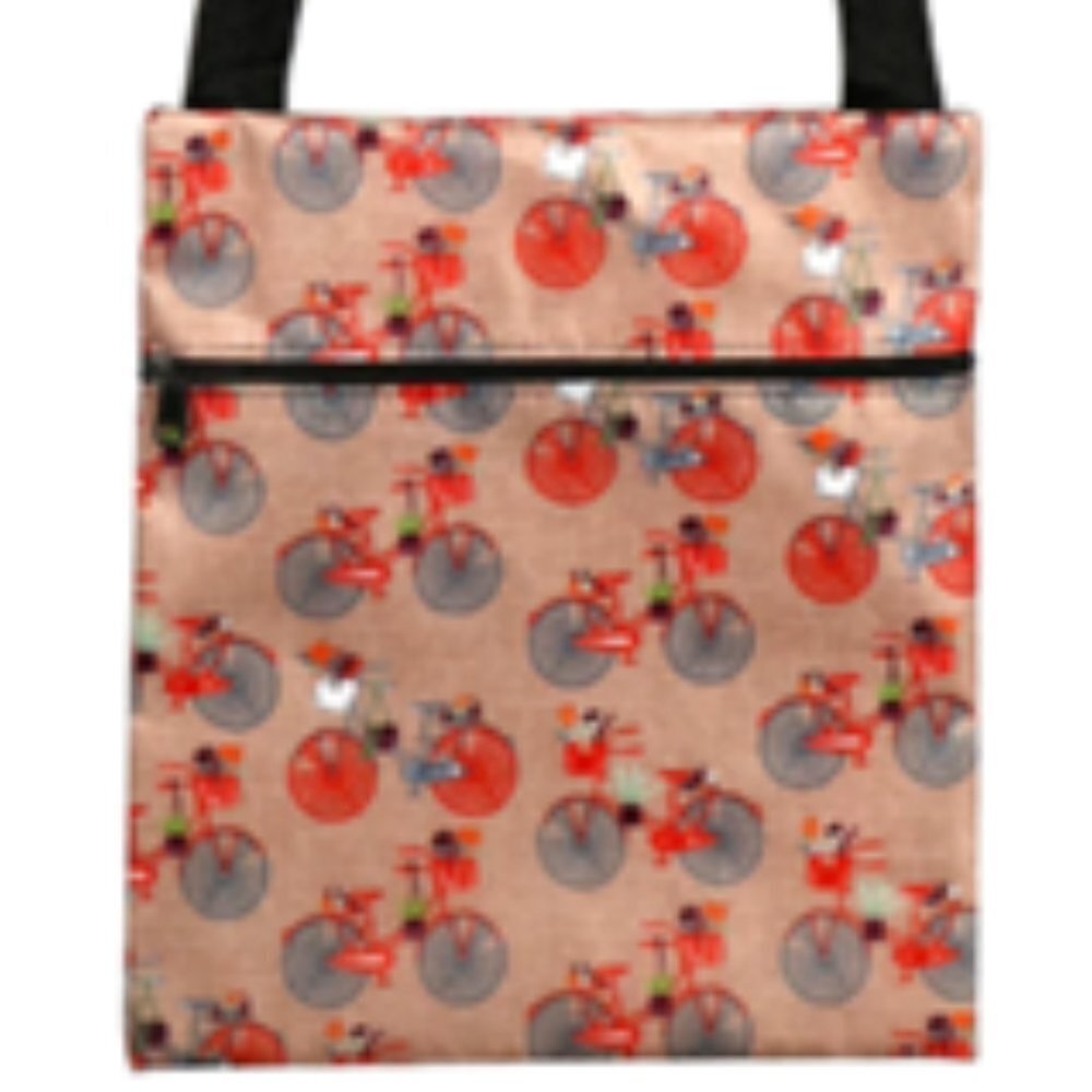 Crossbody Bag 8" x 9.35" Bicycle 53" Strap Zipper clousure